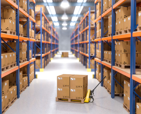 Storage boxes in a storage facility. Part of declutter challenge.