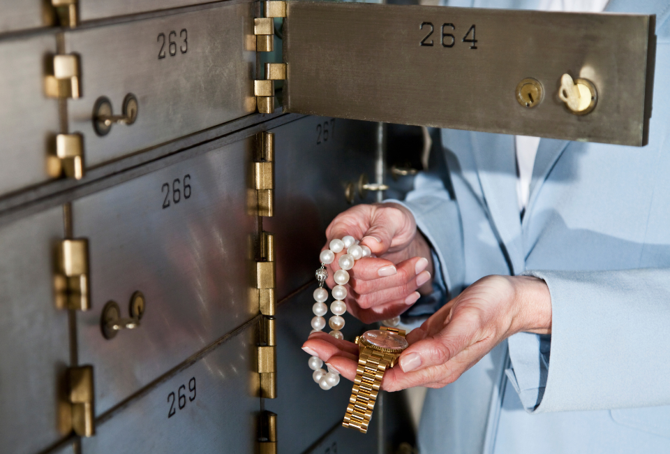 Safety deposit box and jewelry